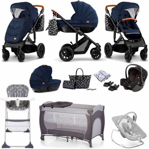 Bild von Kinderkraft Prime 2in1 (Gemm Car Seat) Travel System Everything You Need Bundle with Carrycot – Deep Navy