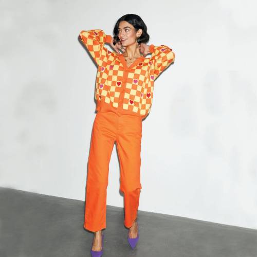 Bild von Never Fully Dressed Orange Heart Boxy Cardi